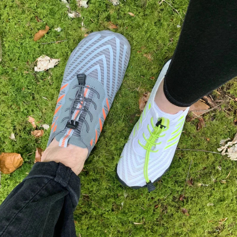 Baskets a pieds nus Legeres et Respirantes - Unisexe blanc et gris
