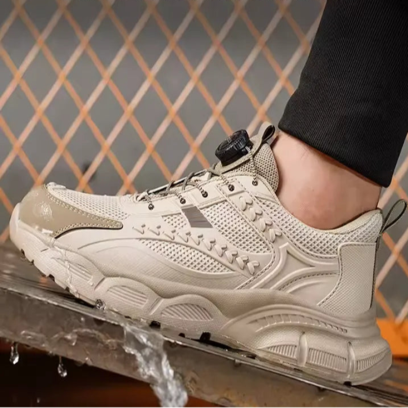 Baskets de Securite Confortables a Bout en Acier avec Fermeture Rotative - Unisexe beige2