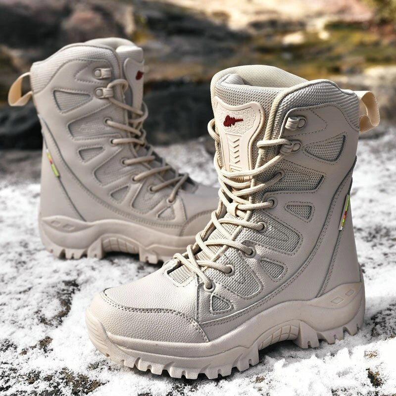 Bottes Tactiques de trekking impermeables et antiderapantes - unisexe beige