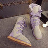 Bottes dHiver Hautes et Chaudes avec Doublure en Fourrure et Lacets en Rubans - Pour Femmes gris