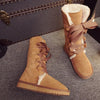 Bottes dHiver Hautes et Chaudes avec Doublure en Fourrure et Lacets en Rubans - Pour Femmes marron