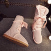 Bottes dHiver Hautes et Chaudes avec Doublure en Fourrure et Lacets en Rubans - Pour Femmes rose1
