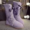 Bottes dHiver Hautes et Chaudes avec Doublure en Fourrure et Lacets en Rubans - Pour Femmes violet