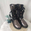 Bottes dHiver Hautes et Impermeables avec Doublure Chaude et Lacets en Rubans - Pour Femmes noir
