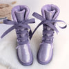Bottes dHiver Hautes et Impermeables avec Doublure Chaude et Lacets en Rubans - Pour Femmes violet