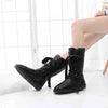 Bottes d'Hiver Hautes et Chaudes avec Lacets en Rubans et Doublure Douce - Pour Femmes noir 1