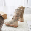 Bottes d'Hiver Hautes et Chaudes avec Lacets en Rubans et Doublure Douce - Pour Femmes sable 1