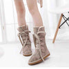 Bottes d'Hiver Hautes et Chaudes avec Lacets en Rubans et Doublure Douce - Pour Femmes sable 2
