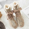 Bottes d'Hiver Hautes et Chaudes avec Lacets en Rubans et Doublure Douce - Pour Femmes sable 3