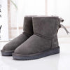 Bottines dHiver Chaudes en Fourrure et daim doux avec Nœud Decoratif- Pour Femmes gris fonce