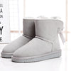 Bottines dHiver Chaudes en Fourrure et daim doux avec Nœud Decoratif- Pour Femmes gris