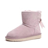 Bottines dHiver Chaudes en Fourrure et daim doux avec Nœud Decoratif- Pour Femmes rose1
