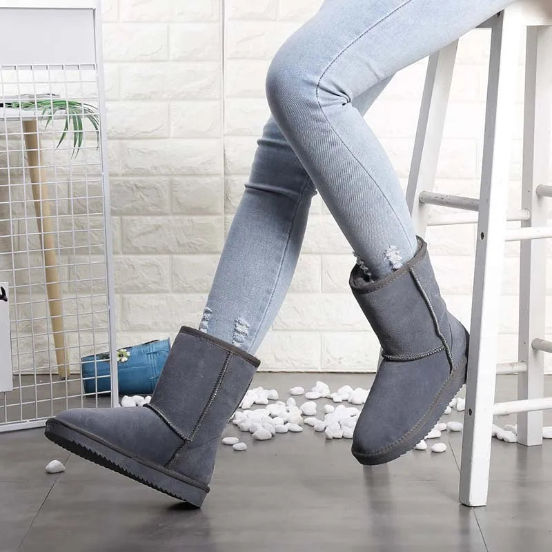 Bottines dHiver Confortables et Chaudes en Fourrure et Daim - Unisexe gris