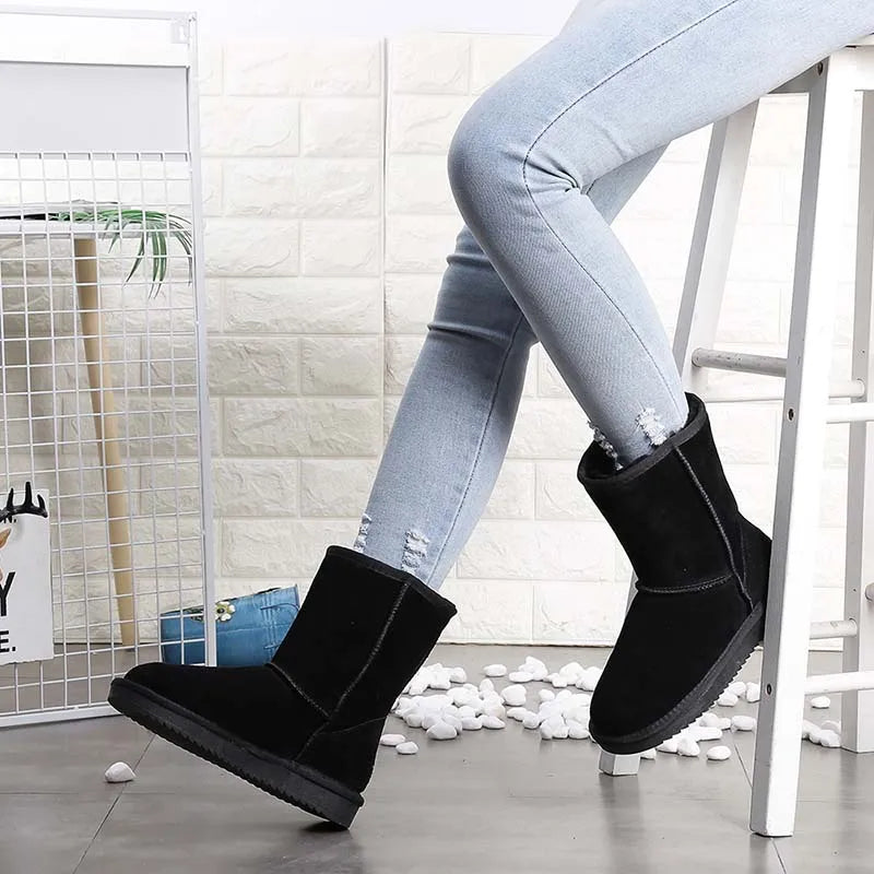 Bottines dHiver Confortables et Chaudes en Fourrure et Daim - Unisexe noir