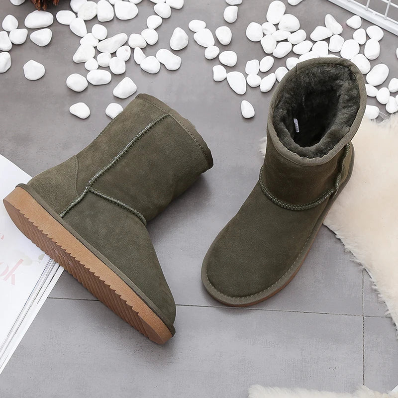 Bottines dHiver Confortables et Chaudes en Fourrure et Daim - Unisexe vert
