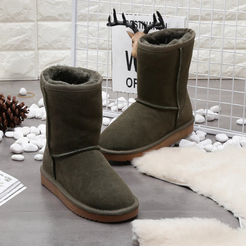Bottines dHiver Confortables et Chaudes en Fourrure et Daim - Unisexe vert1