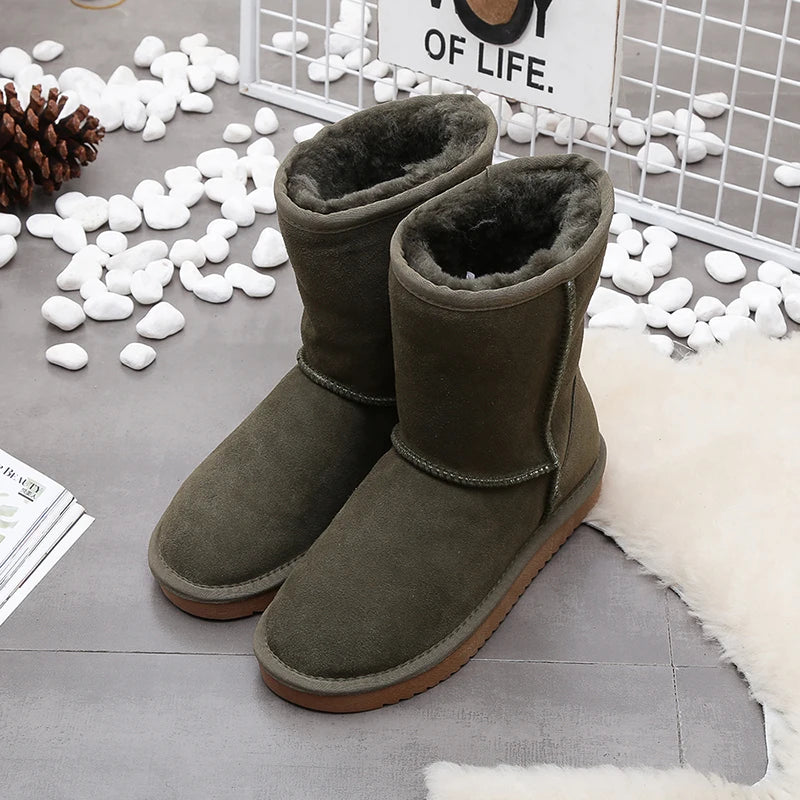 Bottines dHiver Confortables et Chaudes en Fourrure et Daim - Unisexe vert2