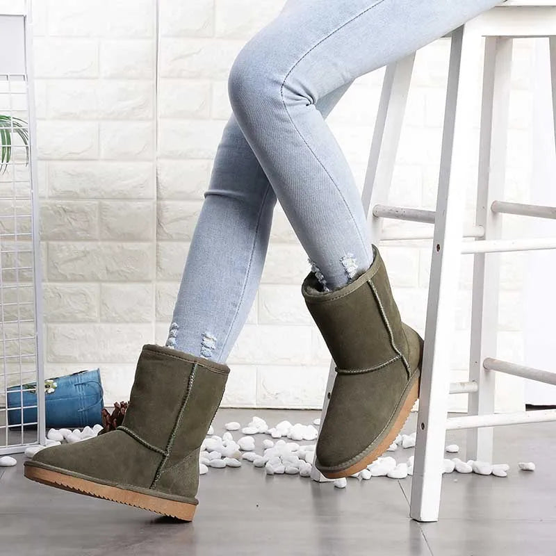 Bottines dHiver Confortables et Chaudes en Fourrure et Daim - Unisexe vert4
