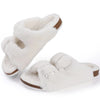 Sandales Boston en Fourrure Moelleuse et Liege - Pour Femme blanc