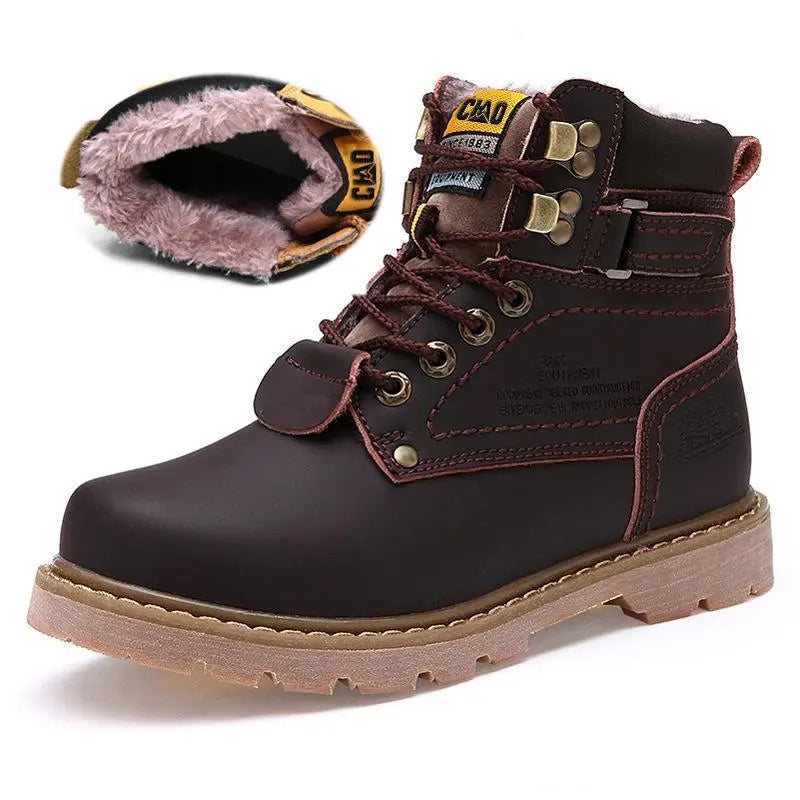 bottes-dhiver-retro-avec-ou-sans-fourrure-confort-et-resistance-unisexe marron avec fourrure